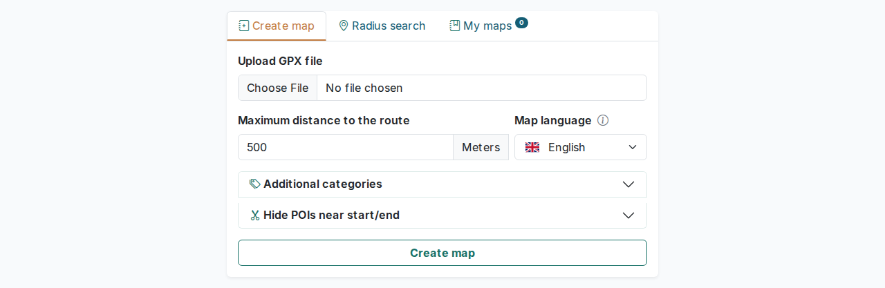 Screenshot: the form tabs on the home page