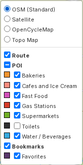 Screenshot: layer control expanded, showing base map styles and visibility toggles